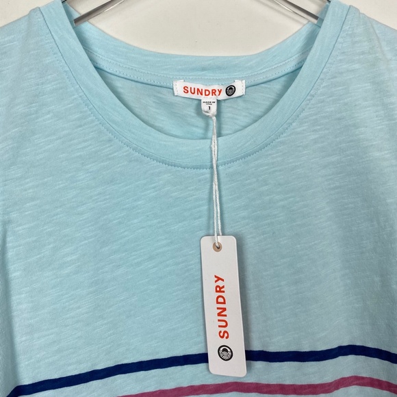 Sundry Light Blue Striped Cotton Tank 1 - Picture 5 of 9